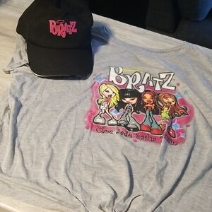 Bratz Gray Womens Short Sleeve Tee Size 3x  And Hat Lot